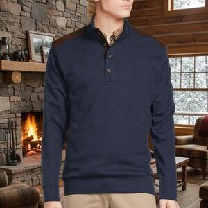 Cremieux Classic $95 XL French Rib‎ Mock Neck 1/4 Button Cotton Pullover Sweater